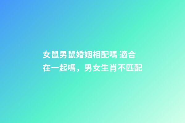 女鼠男鼠婚姻相配嗎 適合在一起嗎，男女生肖不匹配